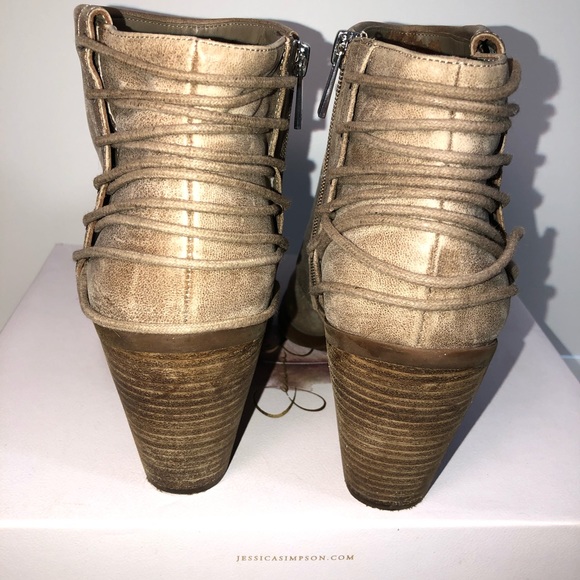 Womens JESSICA SIMPSON Caysy Tieback Booties Slater Taupe Boots Sz 11M Read Desc - Picture 2 of 8